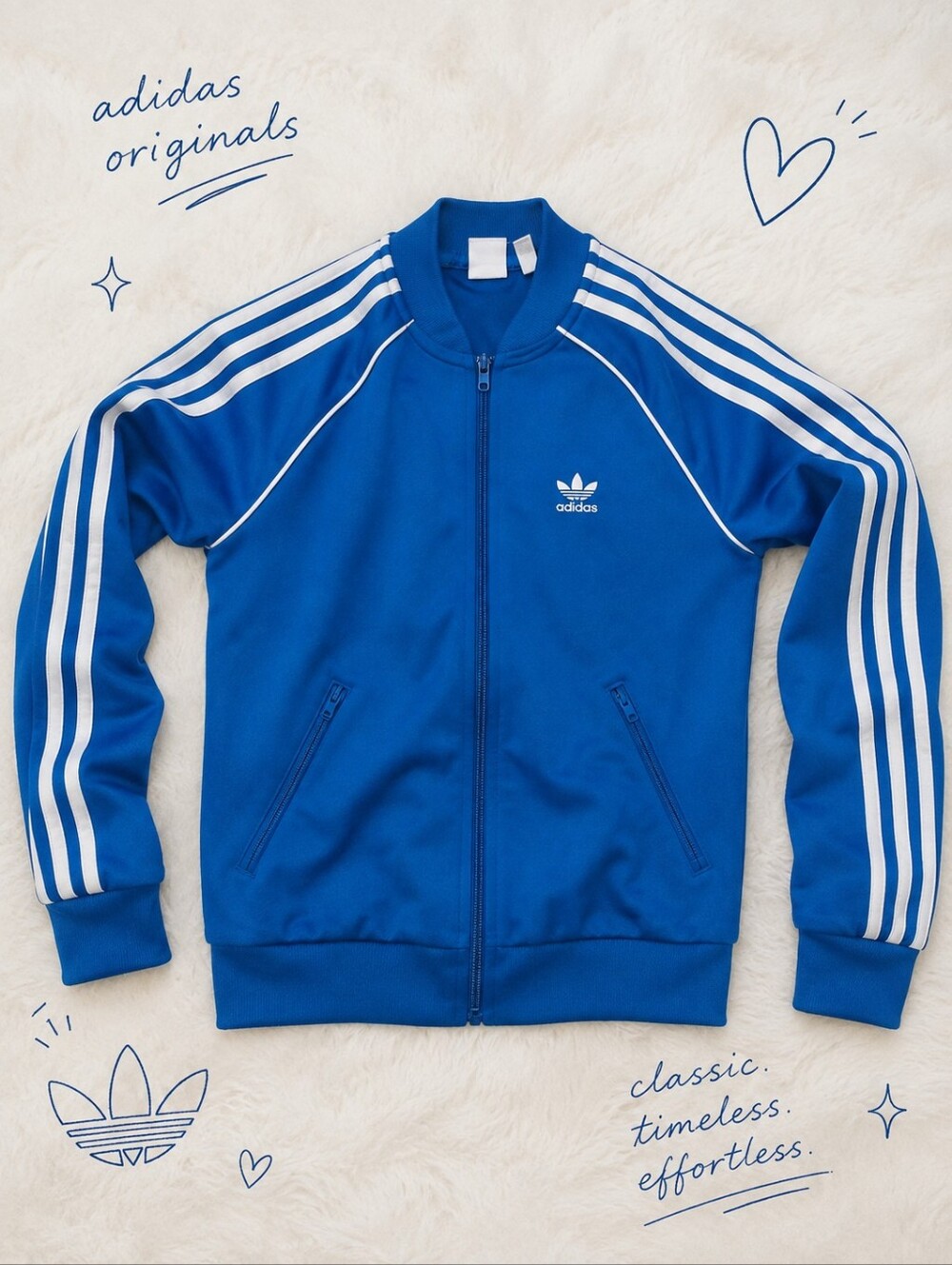 Adidas Originals Blue SST Track Jacket | Women's XS | Trefoil Full Zip